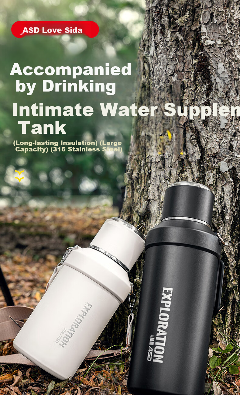 ASD Insulated Bottle, 316 Stainless Steel, Large Capacity Thermos, Car Cup, Water Bottle, Outdoor Travel Flask, Hot Water Thermos, Black 1