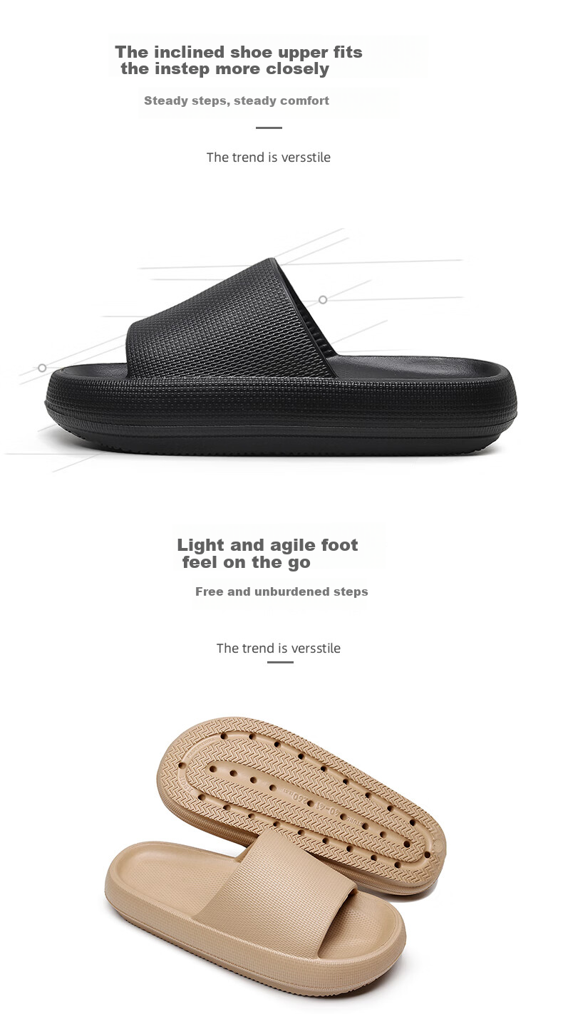 GUOLUOFEI Thick-Soled Slip-On Sandals for Men And Women, Summer Indoor Home Wear, Height-Increasing, Extra Large Size, Couple Slippers, Navy Blue, Size 40-41 8