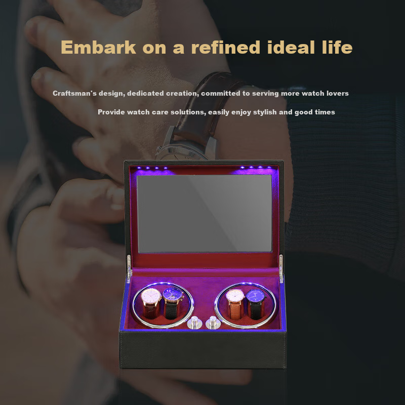 DUOJINJIANG Mechanical Watch Winder, Automatic Watch Care Device, Domestic Export Quality, Anti-Magnetic Storage Box with Four Watch Slots