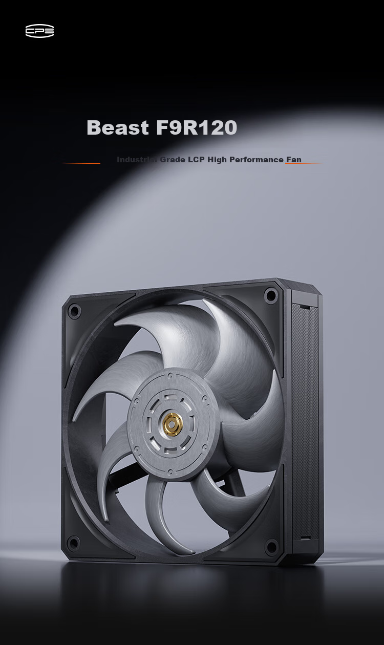 PCCOOLER Beast F9R120, Full LCP Industrial Grade High Performance High Air Pressure 12cm Computer Cooling Fa 1