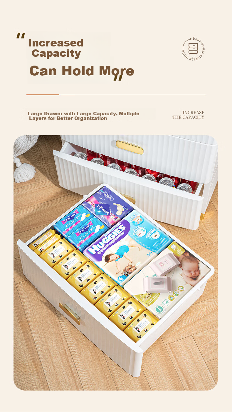 JEKO&JEKO Drawer Storage Cabinet, Bedroom Living Room Storage Cabinet, Wardrobe, Bedside Table, Toy Snack Organizer, Five-Drawer Chest, Four-Tier 4