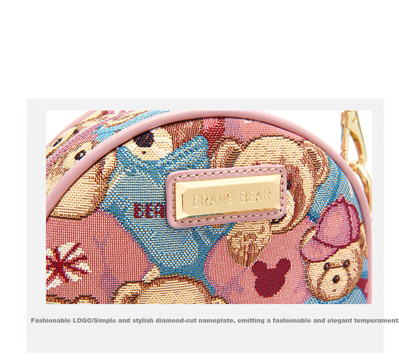 Xiaoxiongyilian Original Cute Small Round Handbag for Women, Fashionable Shoulder Crossbody Bag, Contrasting Color Chain Bag, Valentine's Day Gift 5