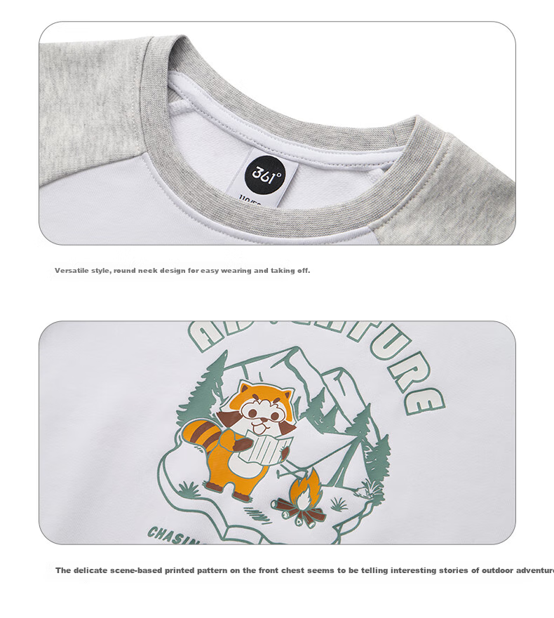 361° Children's Clothing, Kids' Sweatshirt, Autumn 2025, Boys' Color-Block Cartoon Pattern, Elastic Sports Top, Gray, Size 120 20