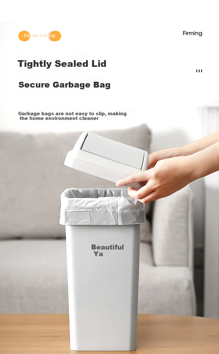 MARYYA Lidless Trash Can, 12L Large Square White, for Home Bathroom Living Room Dorm Office, Narrow Gap Garbage Bi 6
