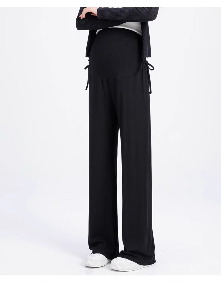 JOYNCLEON Maternity Summer Cotton Wide-Leg Pants Black M Jyk200502 35