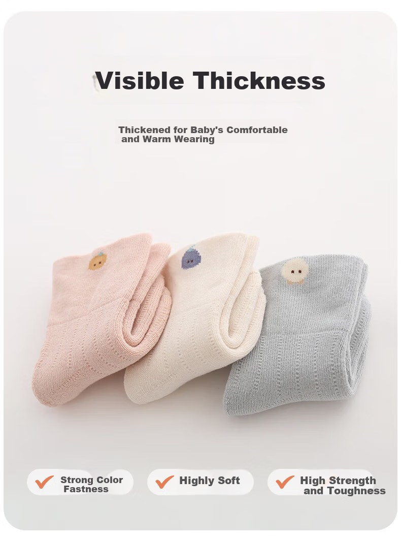 Aibaoshi Baby Socks, Spring And Autumn Newborn Socks, Mid-Calf Cotton Socks for Infants, Children's Socks And Foot Covers, 4 Pairs, Size S, S398 21