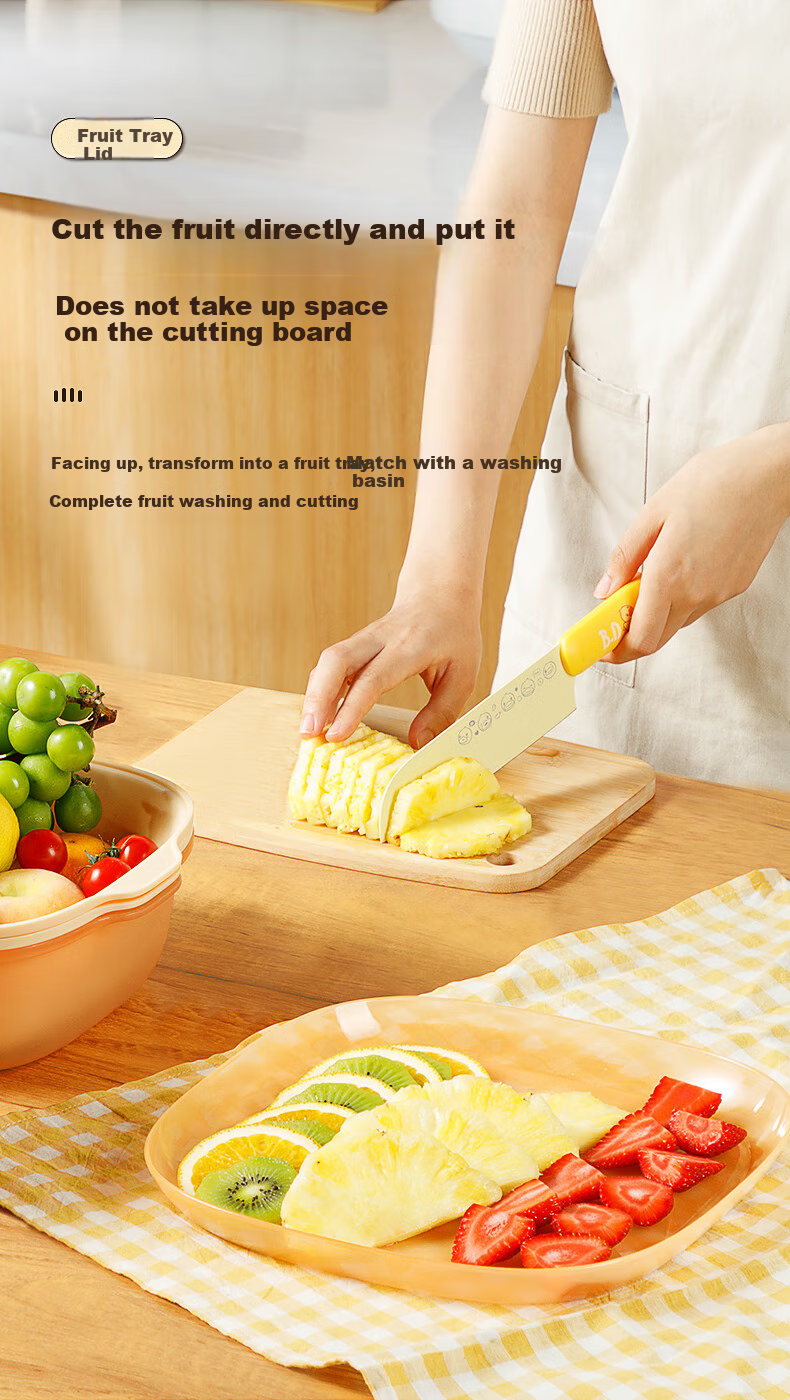 COOKER KING Double-Layer Colander Drainer Basket Kitchen Plastic Fruit Tray Strainer Vegetable Washing Basket White 4