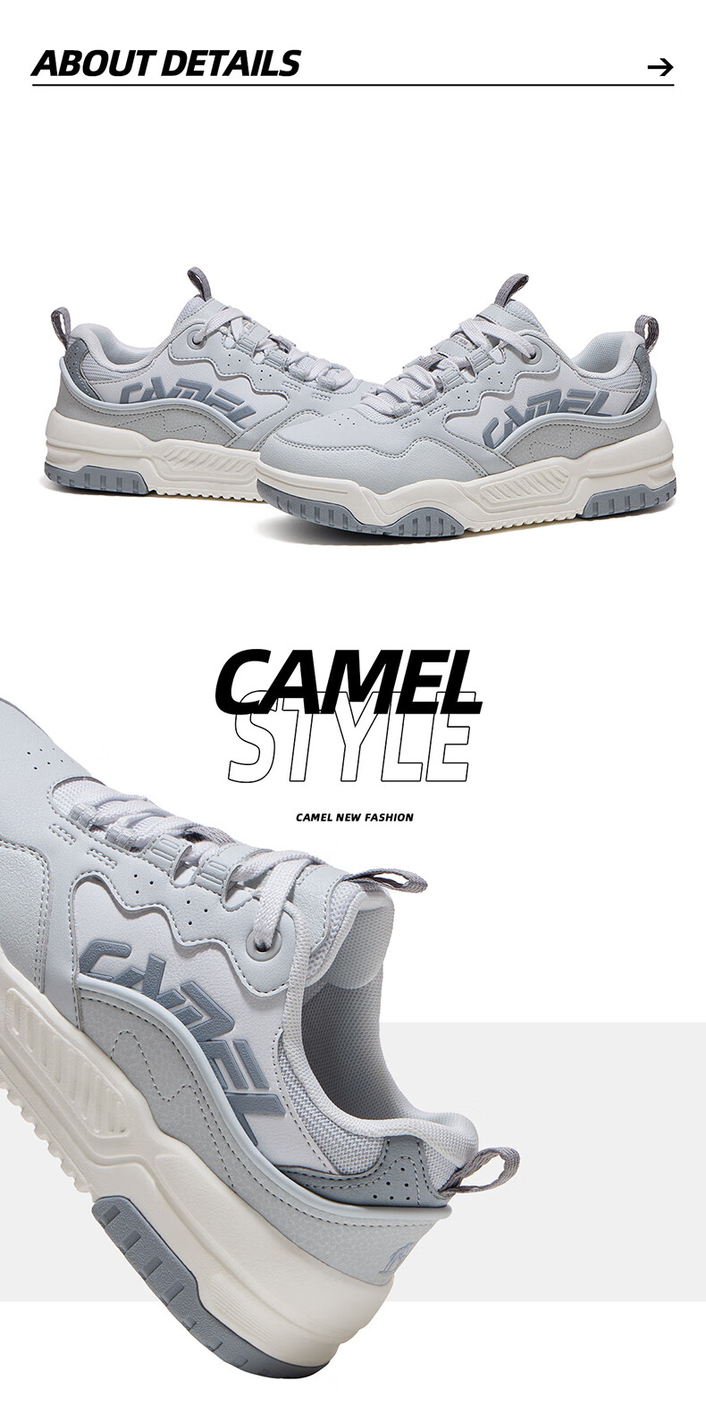CAMEL Women's Shoes, Thick-Soled Height-Increasing Low-Top Casual Sports Sneakers, X25CX4L4037, Light Beige/brown, Size 37 19