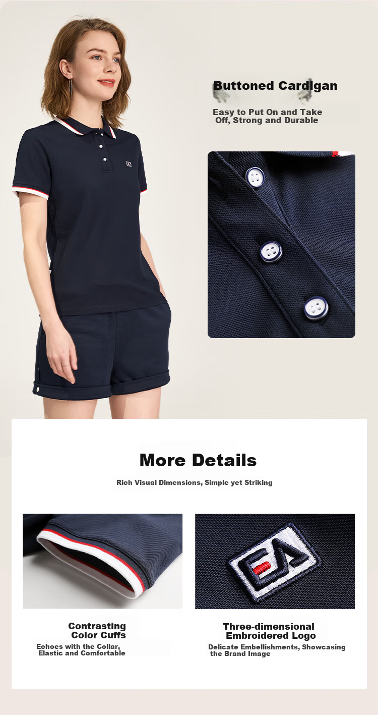 ELLE ACTIVE Casual Sports Short Sleeve Polo Shirt Women Commuter Versatile Color Block Slim Fit Collared Top White 2XL 3