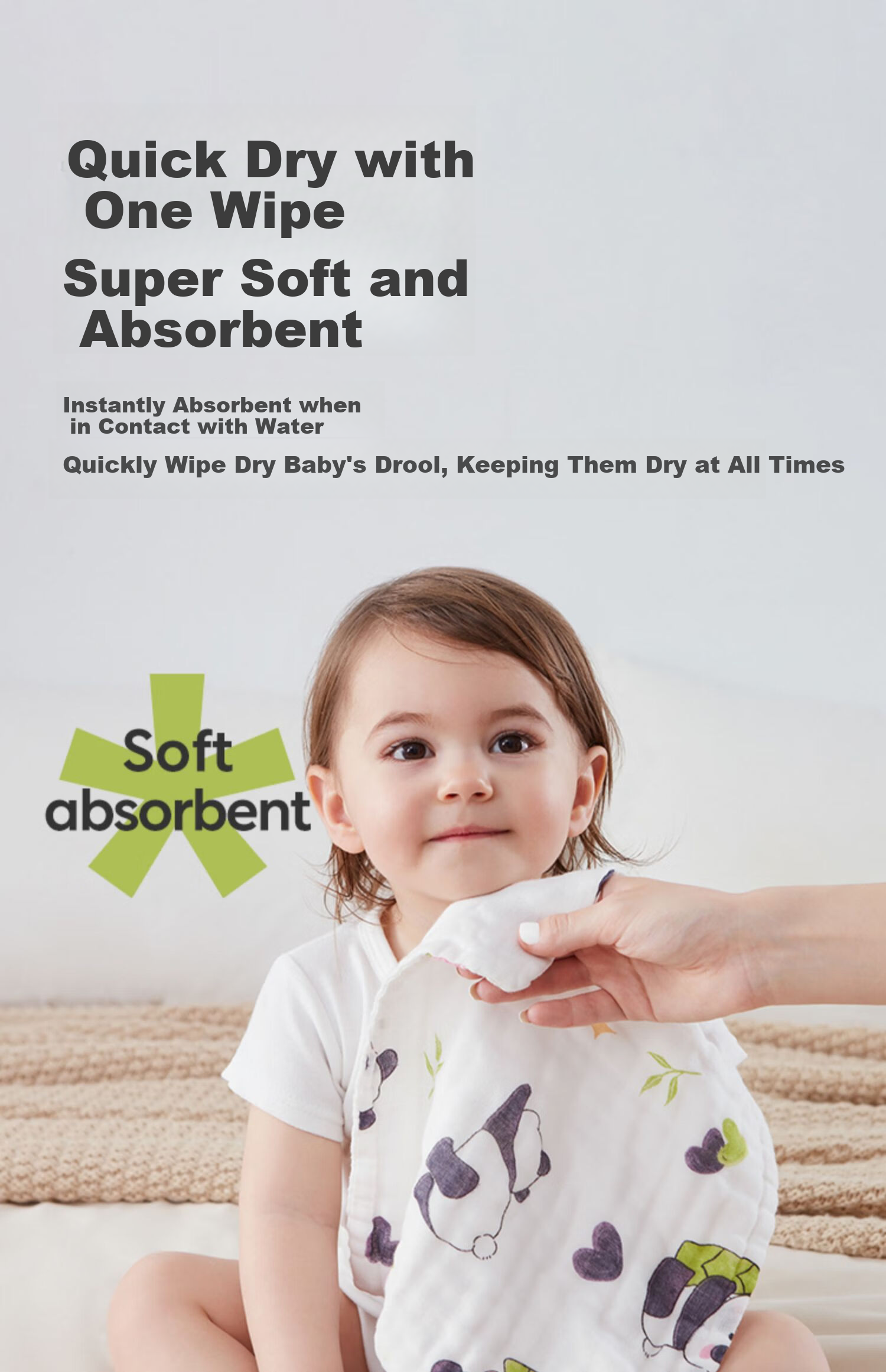 JOYNCLEON Baby Drool Bib Towel, Pure Cotton, 6-Layer Gauze, Small Square Towel, Soft Children's, Pack of 6, 30 Jyp171062 5