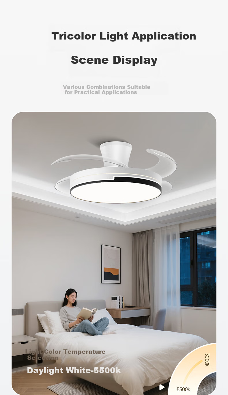 HP Fan Light Pure Eye Protection Invisible Fan Blades Dining Room Remote Dimming Integrated Ceiling Fan Light Zhongshan Lighting Zhenzhiguang 23