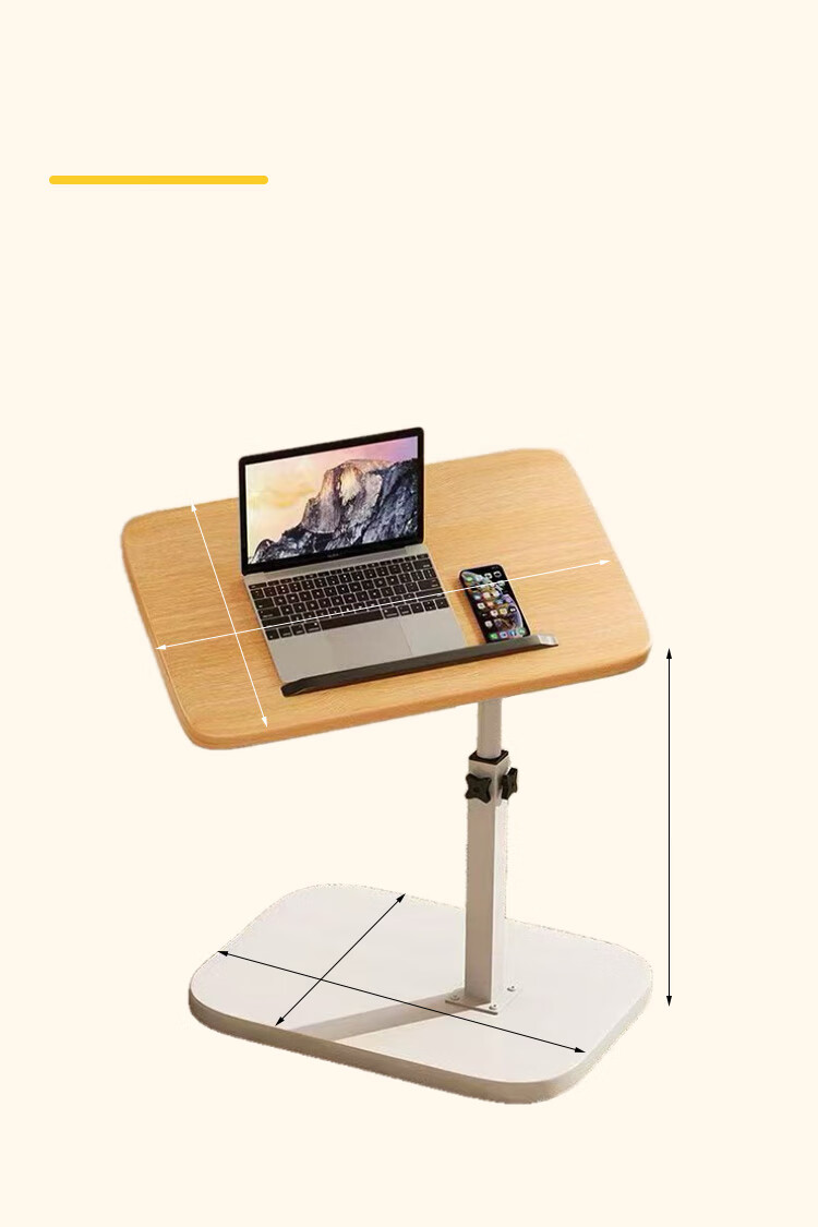 Warner New Computer Desk Adjustable Side Table Mobile Small Table Bedside Storage Rack Side Table BGZ787 Black Frame Walnut Flip Model 7