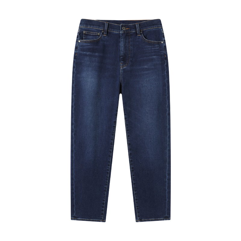 JD Jingzao Women's Jeans Autumn 2025 New Lycra Stretch Slim Casual Pants Dark Blue XL