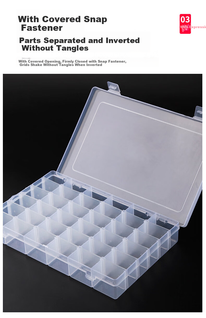 Chaoji Jia Pin Multi-Compartment Storage Box, Transparent with Lid, Divided Plastic Container for Screws And Accessories, Tool Organizer, Sorting Box 6