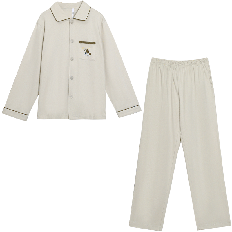 Hodohome Boys' Pajamas, Class A Pure Cotton Home Wear, Cartoon Print Long-Sleeve Cardigan Set, 109 140
