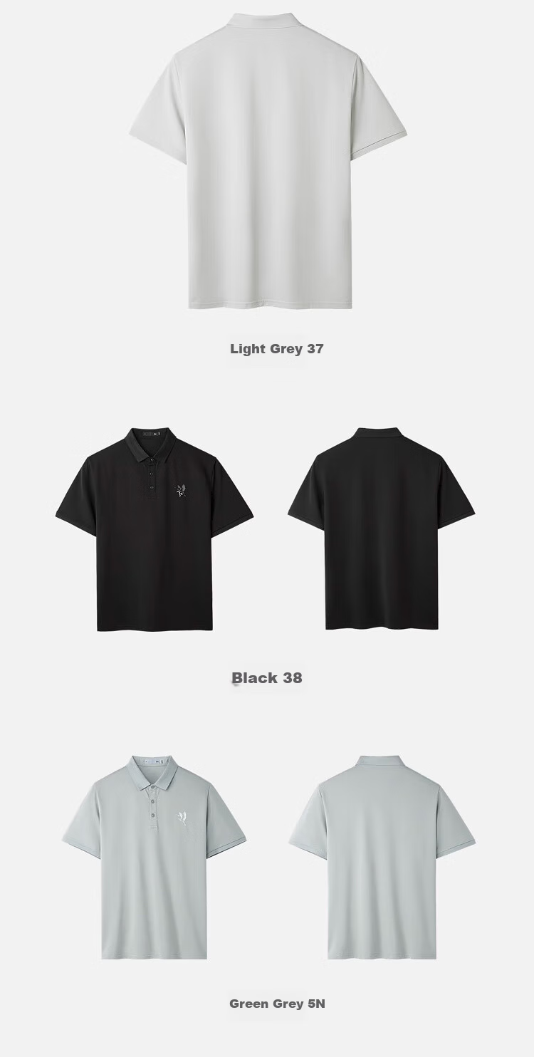 HLA Short-Sleeve Polo Shirt for Men, Breathable And Comfortable, Turn-Down Collar, Summer Black, Size 4XL 9