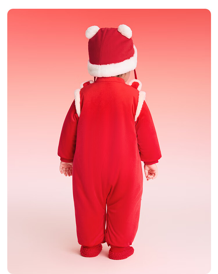 Balabala [balaOne] Baby Cotton-Padded Romper Red New Year Greeting Outfit Infant Clothing 12