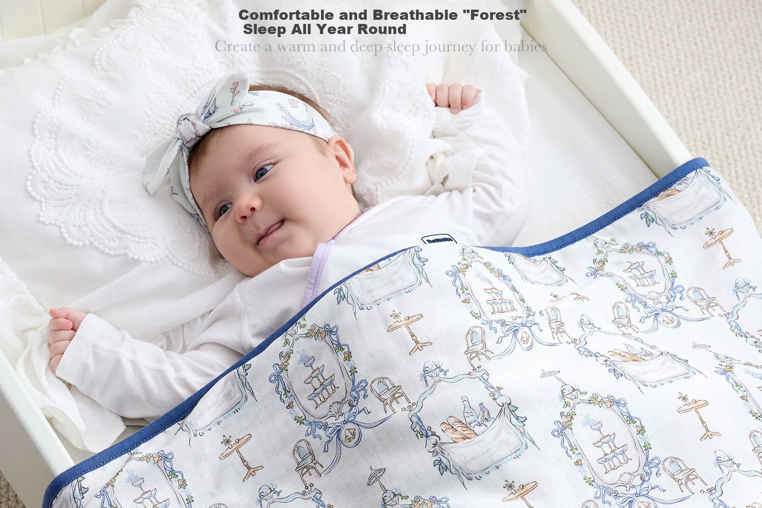 DOMIAMIA Baby Quilt, Gauze All-Season Blanket, Infant Quilt, Bamboo Fiber Antibacterial Constant Temperature Blanket, Suitable for All Seasons, 120x150 2