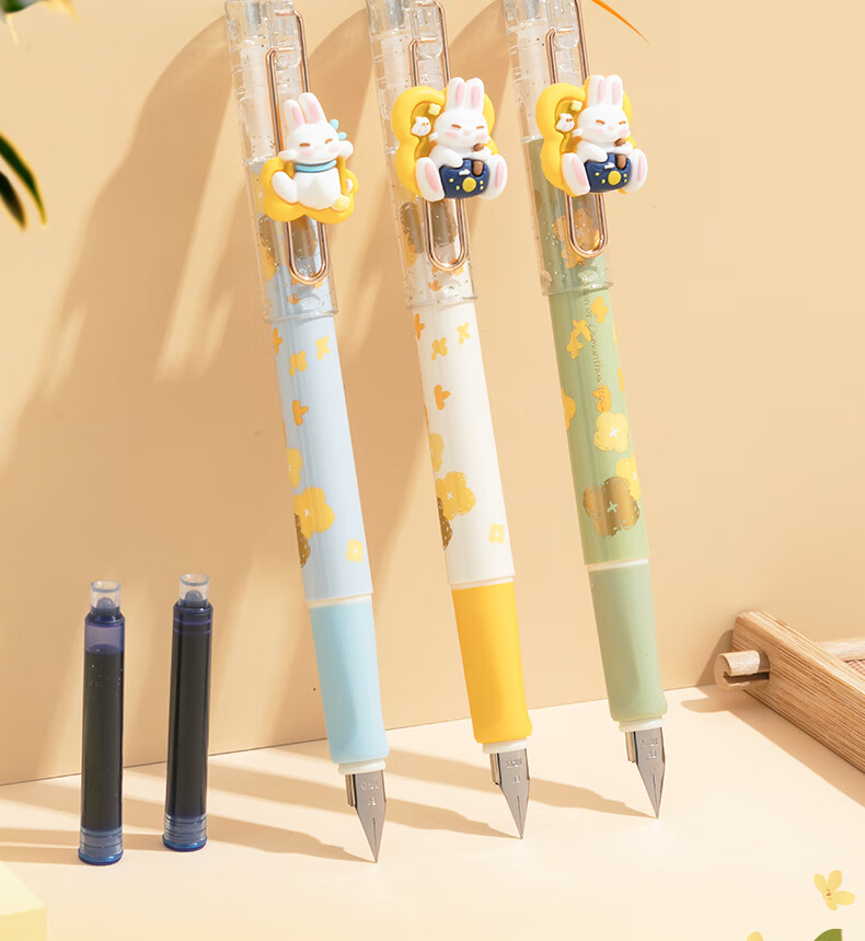 M&G Stationery Dafu Da Gui Refillable Ink Cartridge School Posture Correction Fountain Pen Set (1 Fountain Pen + 2 3.4ml Ink Blue Ink Cartridges) High-Value Random Pen Barrel HAFP2483B1 2