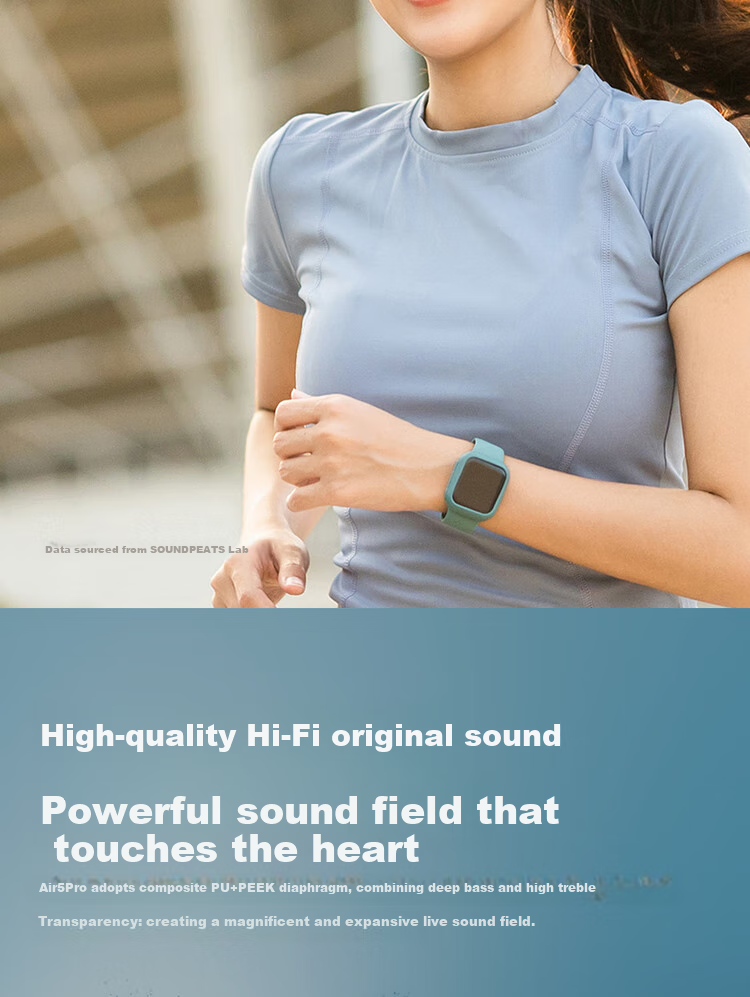 SoundPEATS Peat Air5 Pro True Wireless Hi-Fi Snapdragon Audio-Enhancing In-Ear Bluetooth Headphones with Dual Gold Markers, Studio-Quality Sound, High-Tone S3 Gift, Phantom Black 9