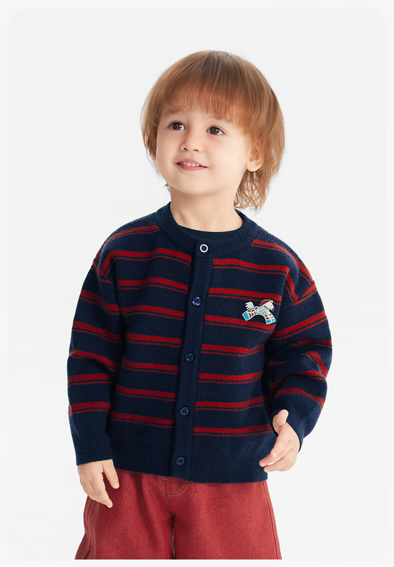 Ciciibear Boys' Thickened Anti-Static Pilling Sweater Cardigan Autumn Winter Striped Jacket for Babies and Girls 17
