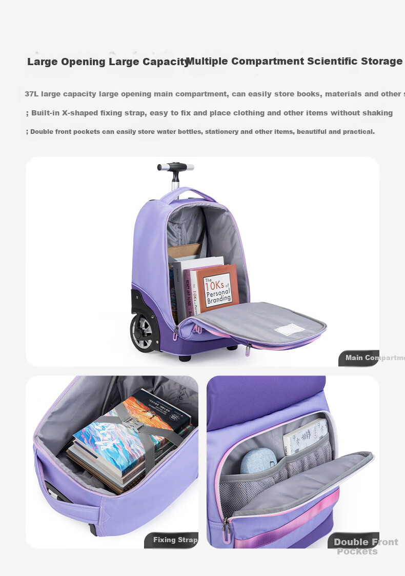 KALA·Y Middle School Student Backpack for Boys And Girls, Elementary School Students' Stair-Climbing Water-Resistant Backpack, Large Capacity Schoolbag for Junior High School Students 2