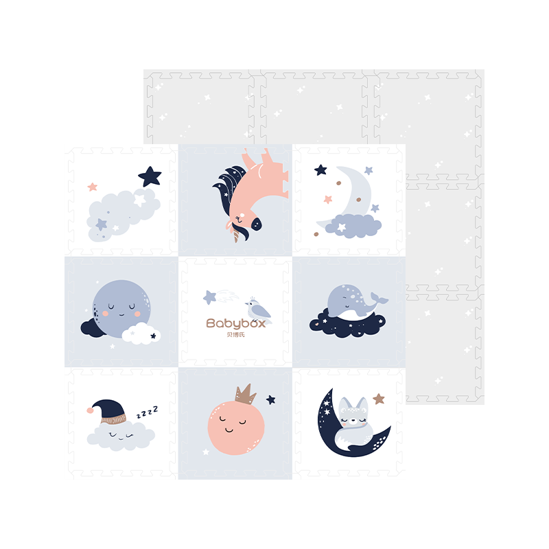 Beiboshi Babybox Antibacterial XPE Baby Play Mat Thickened 2CM Living Room Crawling Mat 9-Piece Set