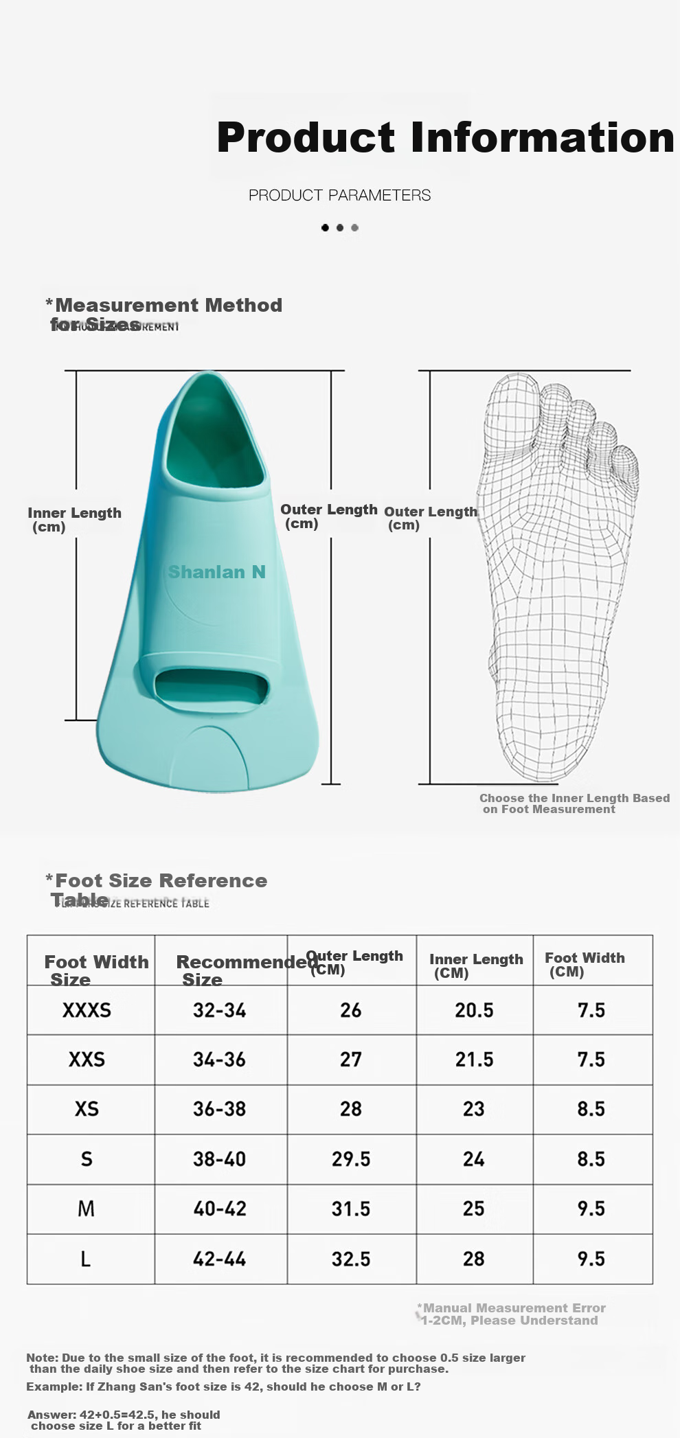 ZOKE Swimming Flippers Professional Training Kickboard Rubber Duck Foot Board Snorkeling Diving Equipment 621505851-5 38/40 2