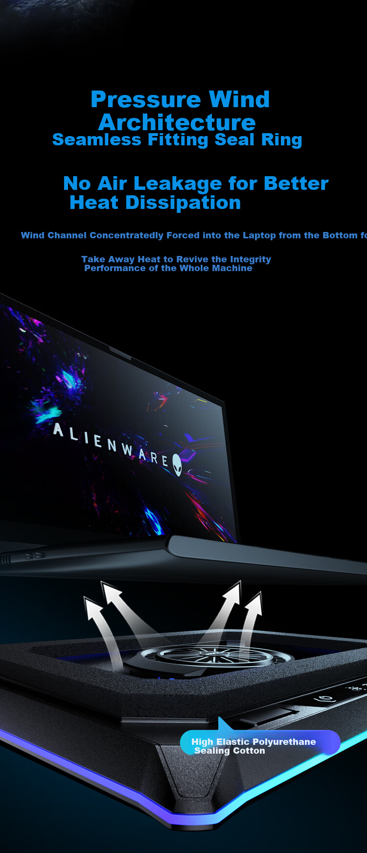 NVV Laptop Cooling Pad, Pressure Wind Cooling, Temperature Control And Noise Reduction, Gaming Laptop Stand, Suitable for Mechanical Revolution, Alienware, Lenovo Legion, ASUS ROG NF-13 6