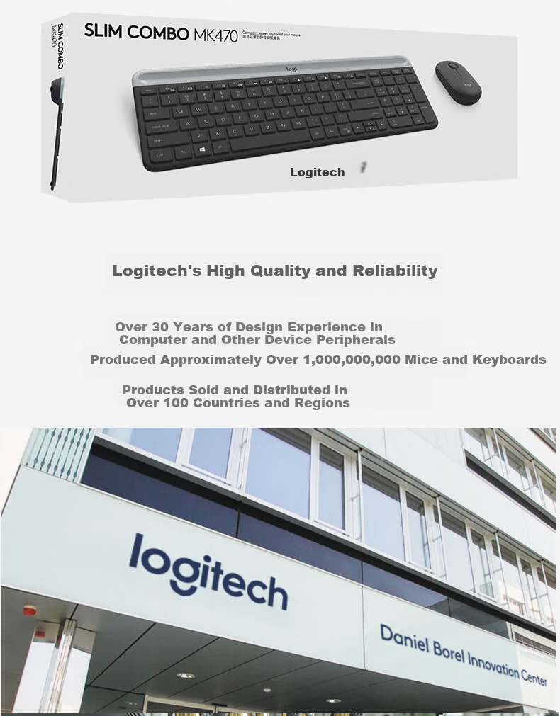 Logitech MK470 [Enterprise Grade] Wireless Office Keyboard And Mouse Combo, Computer Laptop Membrane Keyboard with Wireless 2.4G Receiver, White [Order Bonus] 13