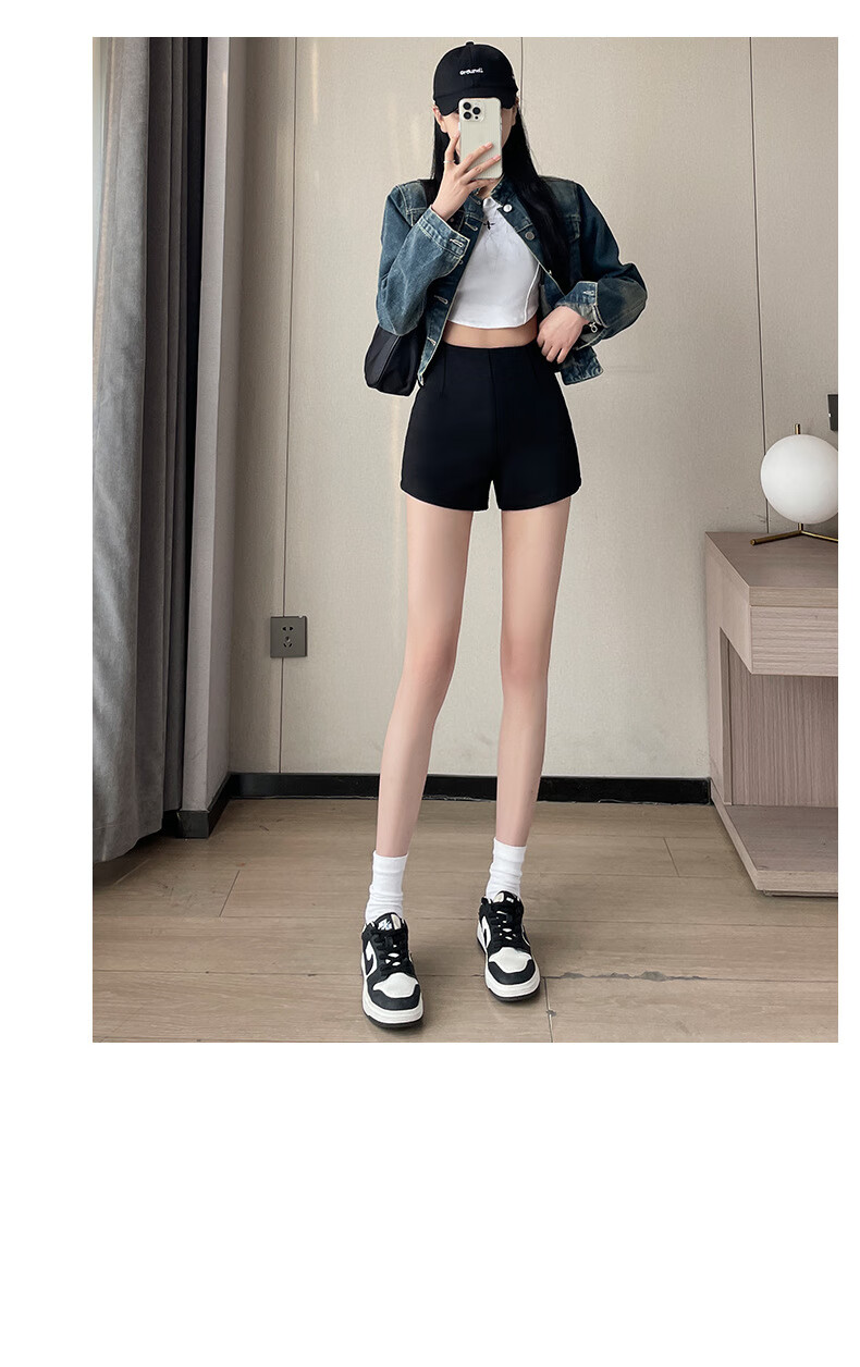 LangSha Black Suit Shorts for Women, 2026 New Style, Slim-Fit Base Layer, High-Waisted, Slimming A-Line, Petite, Hot Pants for Trendy Girls 13