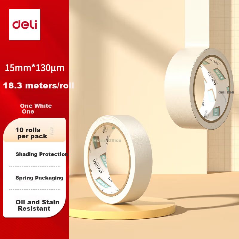 Deli Masking Tape 15mm*20y Art And Craft Color Separation Tape for Renovation Masking, Painting Protection Seamless Sticker Spring Packaging 10 Rolls/tube JL200