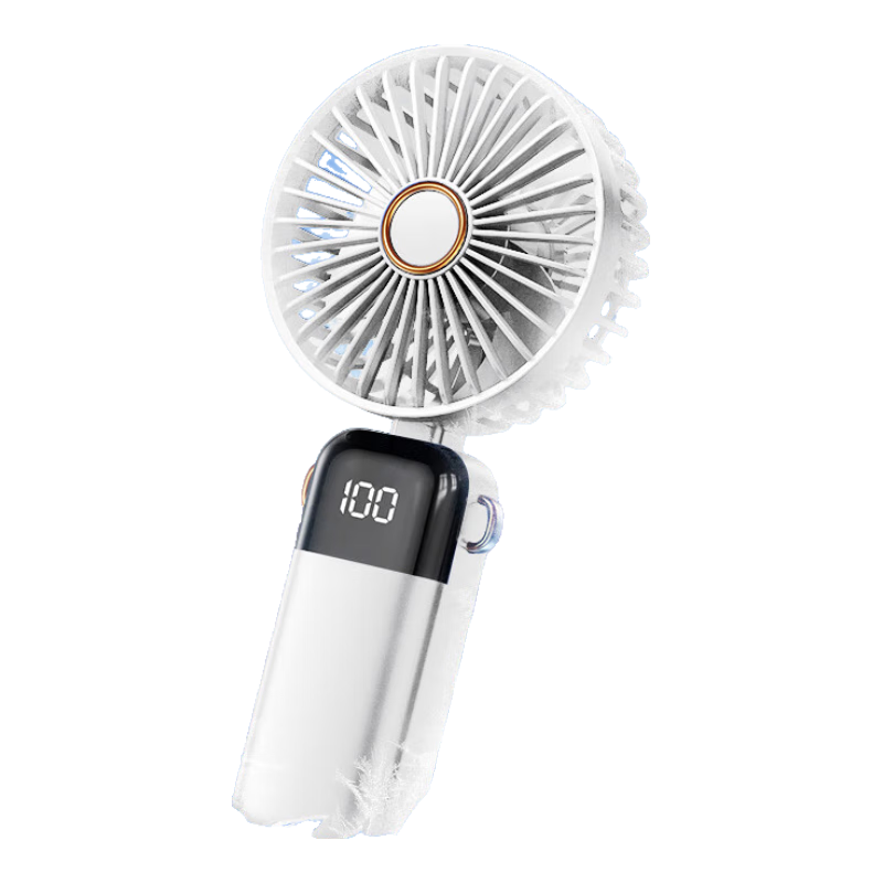 HBOALG Handheld Mini Fan, Portable Foldable Stand, USB Fan with Multi-Function Digital Display, Long Standby, for Student Dormitory And Office Use, Rechargeable Personal Mini Fan, Blue