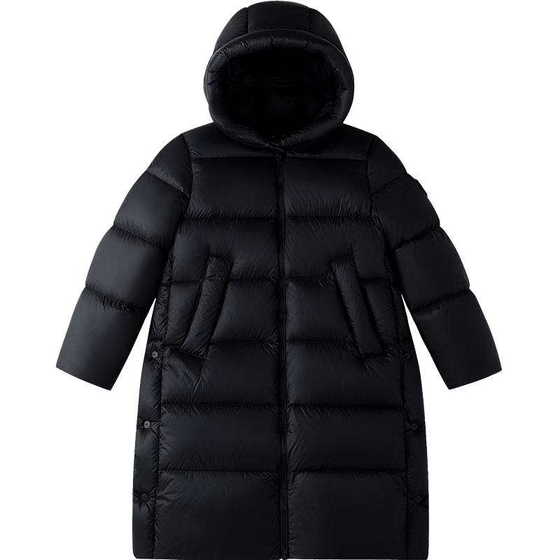 Annil Kids Unisex Extended Down Jacket 2025 Winter New Warm Coat Black Size 150