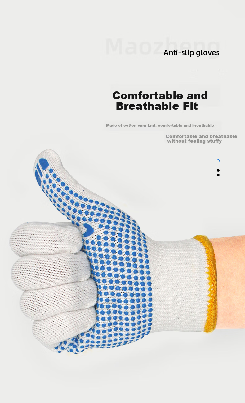 Maozheng Touchscreen Gloves, 10 Pairs/pack, Nylon Dotted PVC Anti-Slip Wear-Resistant Breathable Thin Style, Black 3