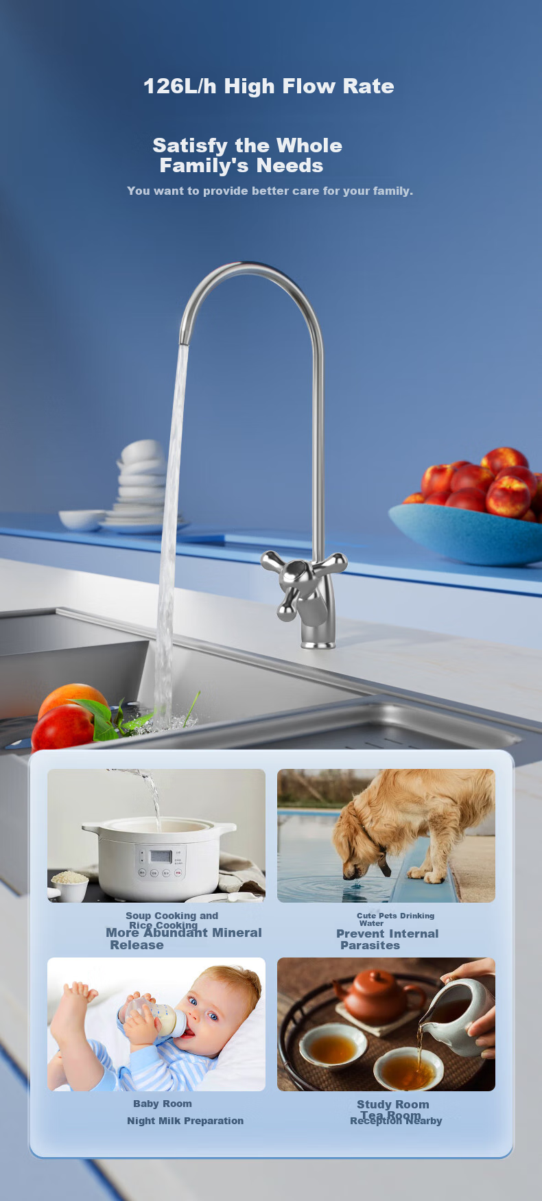 CHANGHONG Under-Sink Water Purifier for Home Use, Direct Drinking Kitchen 0 Scale Inhibitor, Mother And Baby Safe Filter Ultrafiltration Water Purification Machine High Flow Rate, No Wastewater No Electricity Required to Retain Minerals Drinking Water Purifier 5