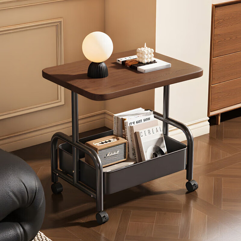 Yupin Coffee Table Living Room Sofa Side Table Small Round Table Bedroom Bedside Table Storage Rack Floor Cart J150 Black