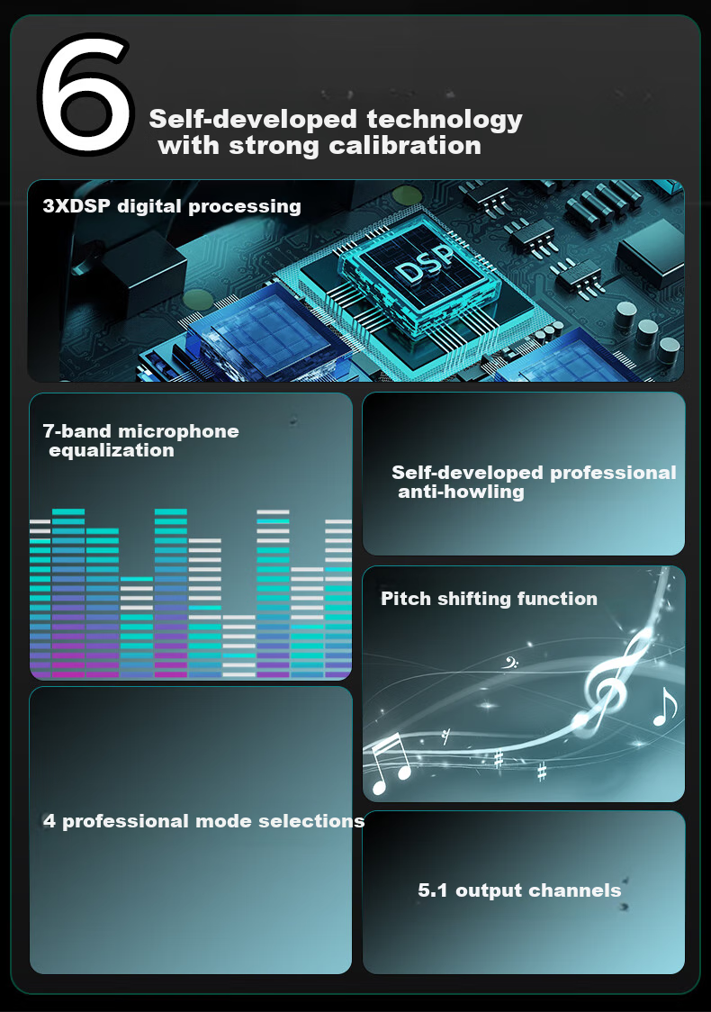 KIB XG2000 Karaoke Pre-Effector, Digital Pre-Effector, Professional KTV Microphone Anti-Howl Audio Processor 2