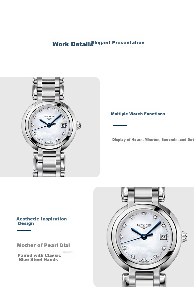 LONGINES Swiss Watch, Heart Moon Series, Women's Steel Strap Quartz Watch L81104876 4
