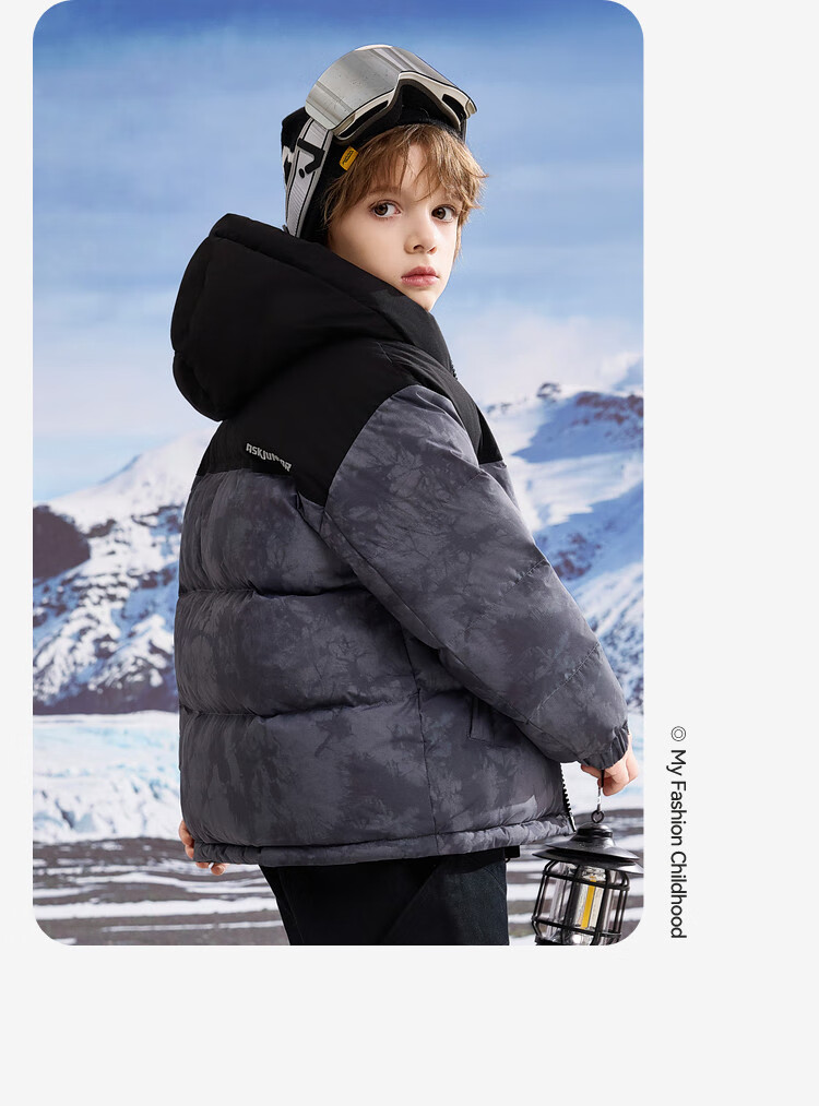 ASK JUNIOR [Canada Duck Down] Children's Winter Down Jacket, Warm 7A Antibacterial Filling, Boys' National Style New Year Coat 22
