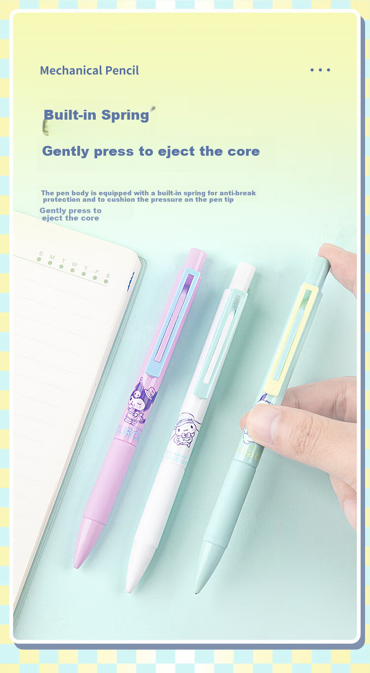 GuangBo 0.7mm Mechanical Pencil Set, Mechanical Pencil + Refills, Sanrio Collaboration Pochacco Cute Cartoon School Pencil, Single Pack, KT82108-PC 4