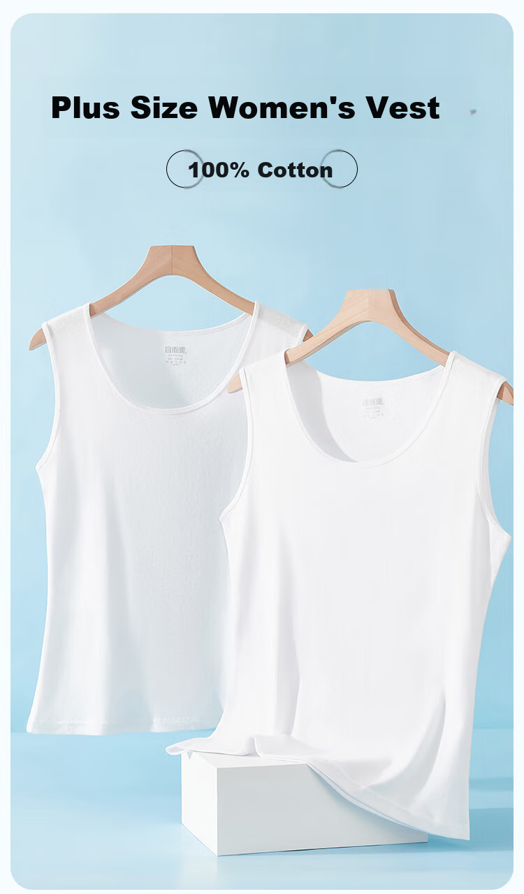 Yiershuang 【100% Cotton】 Plus Size Women's Summer Sports Vest, Plus Size Base Shirt, Mother's Day Gift for Mom 1