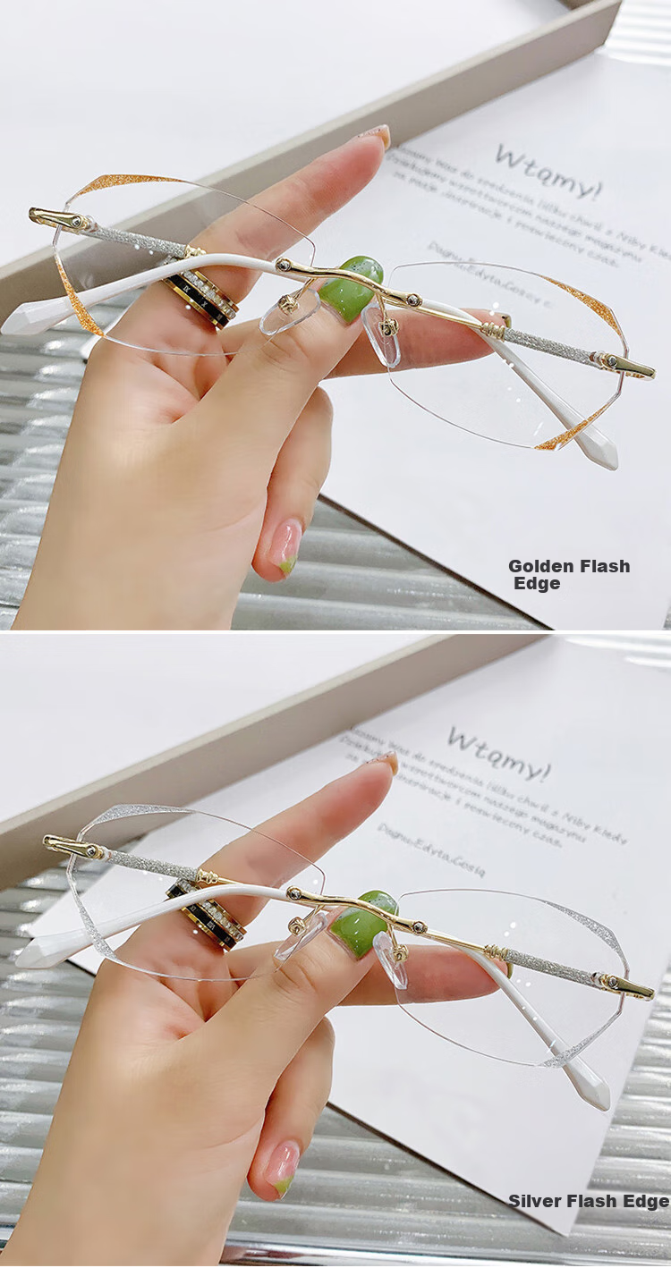 Mr.PuTian Anti-Blue Light Reading Glasses for Women, Ultra-Light Frameless, Fashionable Elegant Reading Glasses in Gold, 350 Degrees (For Ages 70 And Above) 2