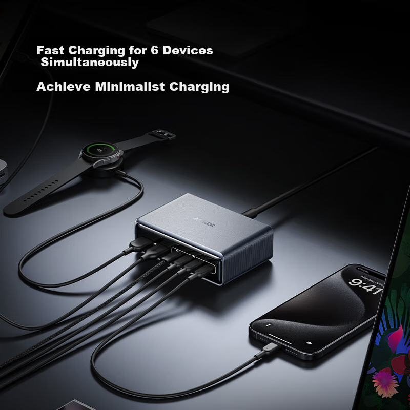 ANKE Prime200W Desktop Charging Station [Recommended by Tim from Storm Video], GaN Fast Charging Multi-Port Charger, Type-C 100W Socket Compatible with Apple 17/18
