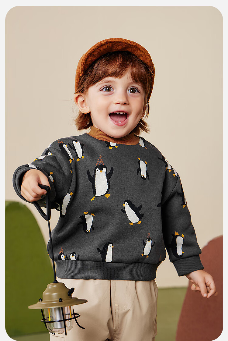 Minibala Kids Boys Girls Baby Fleece-Lined Soft Skin-Friendly Long Sleeve Sweatshirt Autumn Winter 2025 4