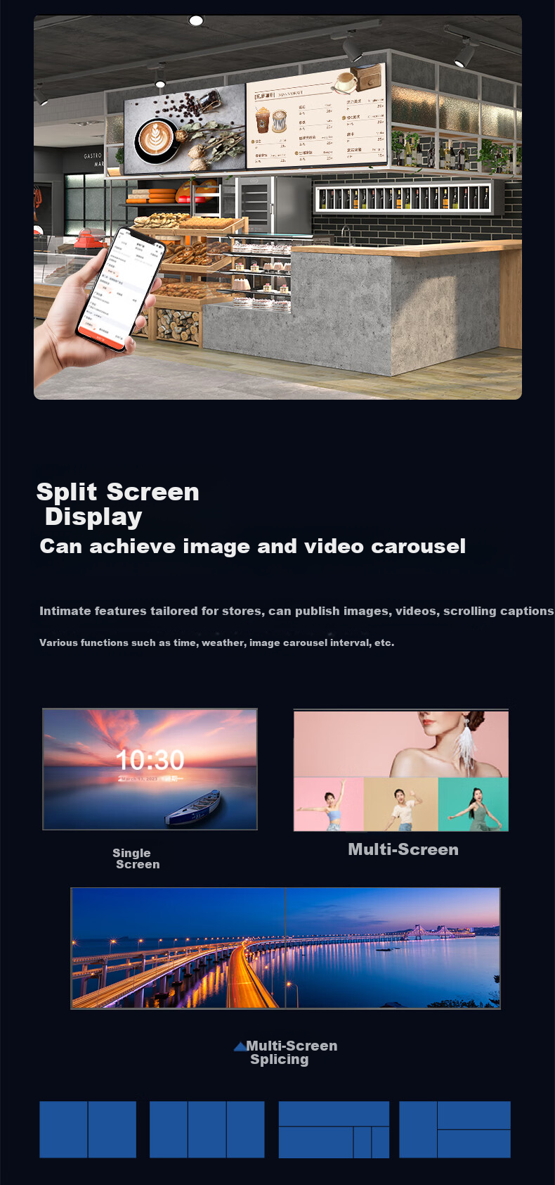 Amoi Digital Menu Board Advertising Display, Electronic Signage, 32-Inch Wall-Mounted, High-Definition, Bright, for Bubble Tea Shops And Restaurants 3