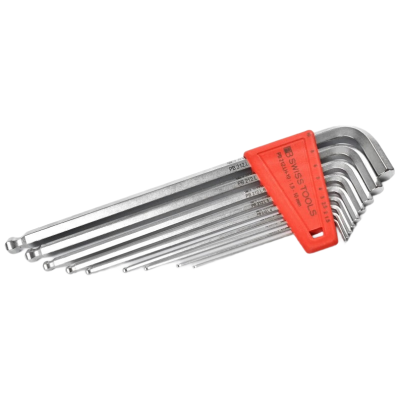 PB SWISSTOOLS Swiss Imported Metric Extended Hexagon L-Shaped Wrench Ball Head Manual Tool PB 212.LH-6 7-Piece Set