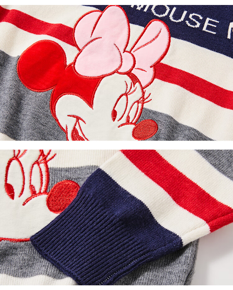 Disney Minnie Girls' Pullover Sweater Spring 2026 New Children's Versatile College Style Knitwear 6
