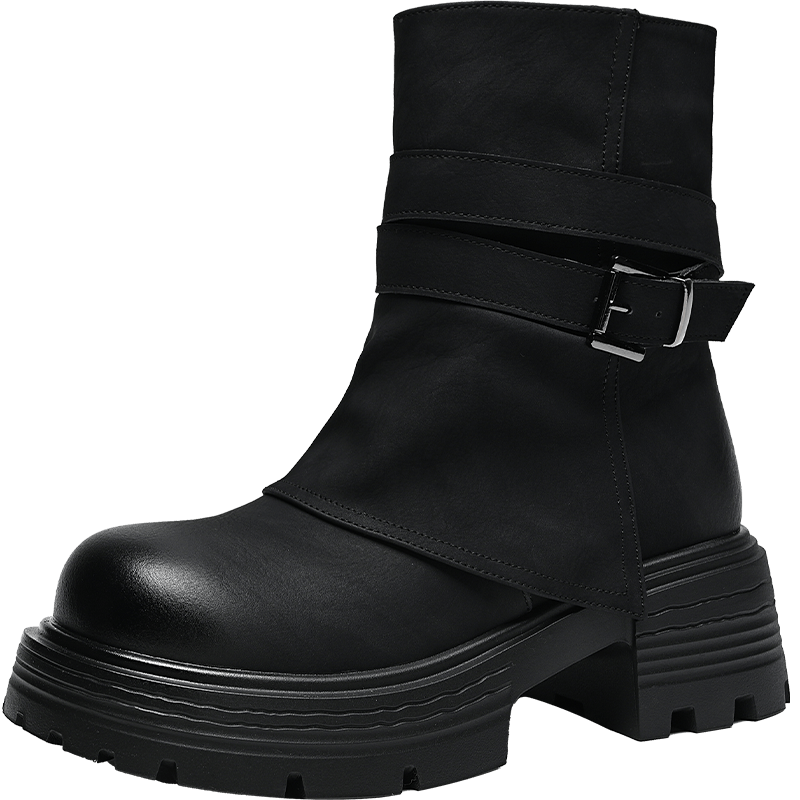 ZHR [Xu Ruohan Same Style] Fleece-Lined Short Boots Women Winter Thick-Soled Martin Boots Snow Boots KN261A Black 38