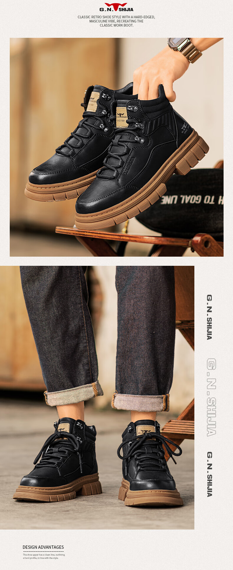 Bull Family [Zhang Ruoyun Same Style] Martin Boots Men 2026 New British Style Outdoor Wear-Resistant Work High-Top Boots 11